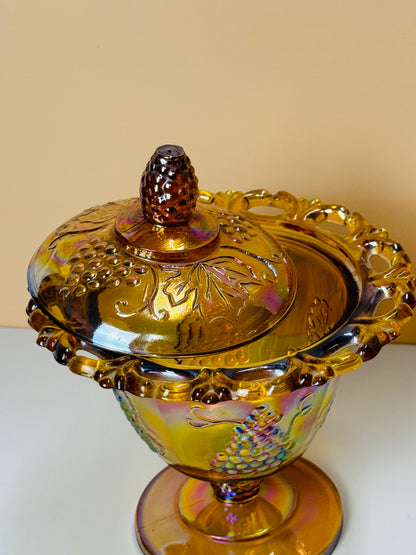 Vintage Indian Amber Carnival Candy Dish