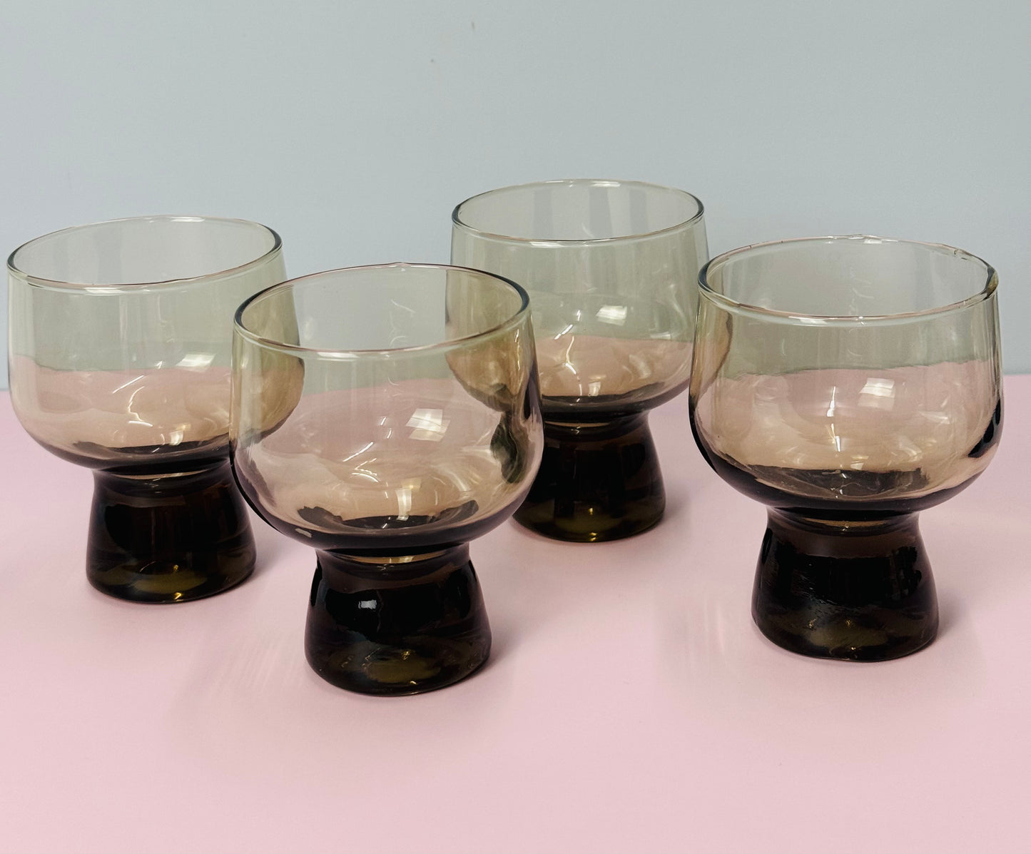 Vintage Brown Regis Crowning Glasses x4