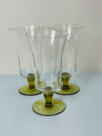 1950's Etched Green Wine /Cocktail Glasses