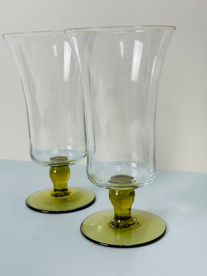 1950's Etched Green Wine /Cocktail Glasses