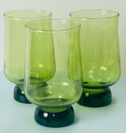 Vintage MCM Green Glassware Set Of 6