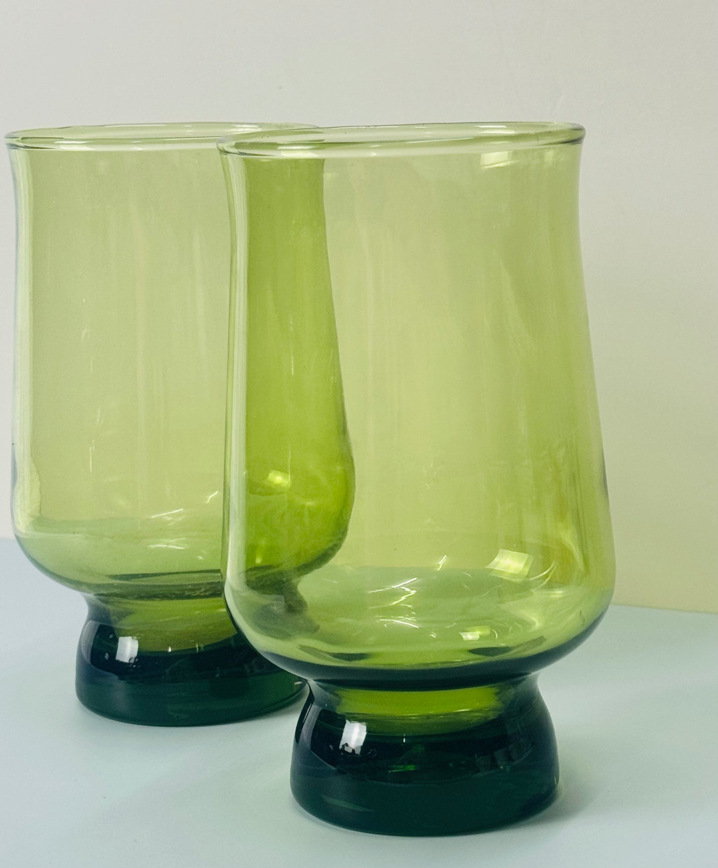 Vintage MCM Green Glassware Set Of 6