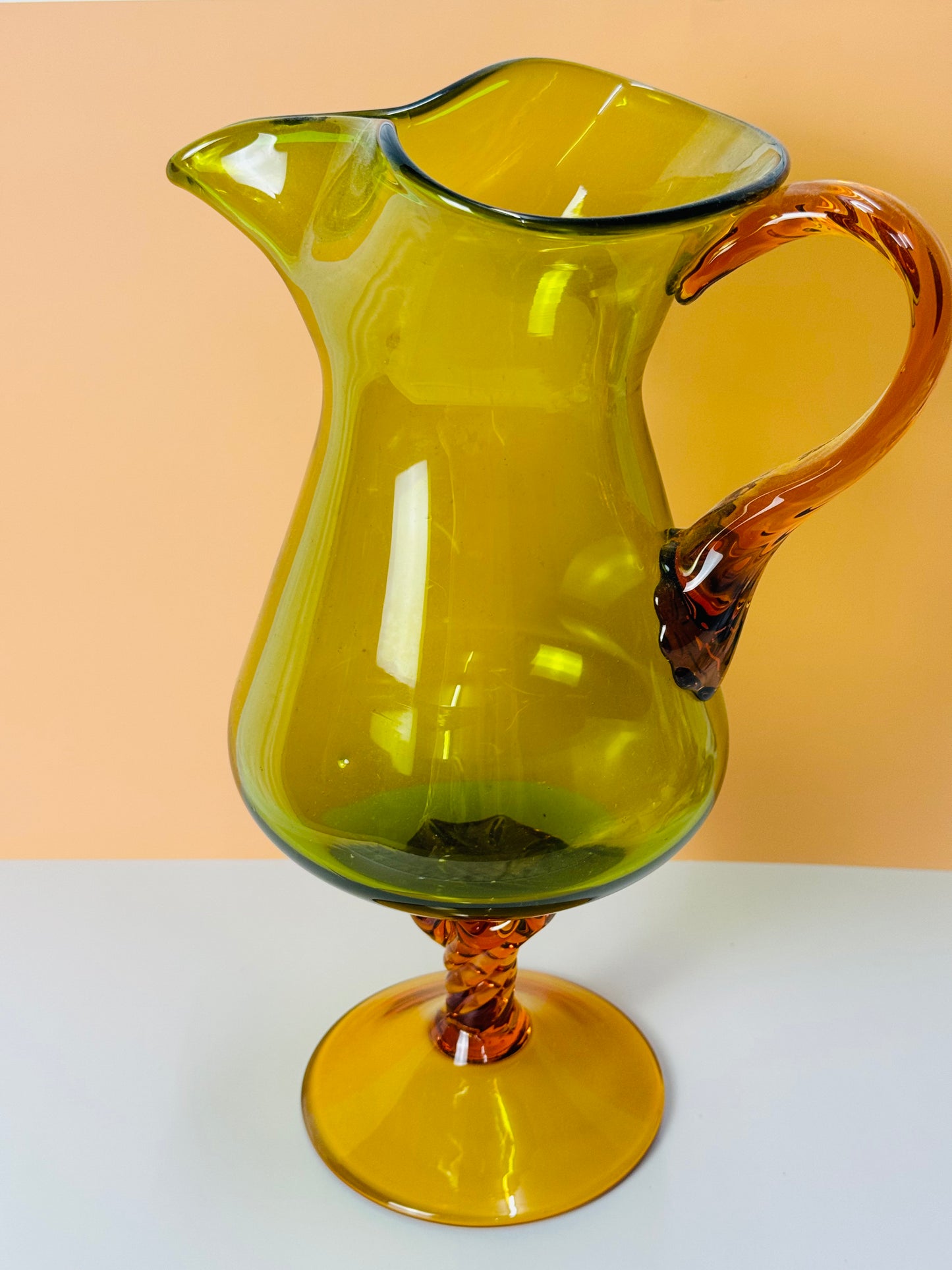 Green And Amber Vintage  Handcrafted Jug