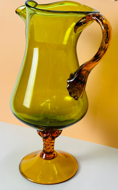 Green And Amber Vintage  Handcrafted Jug