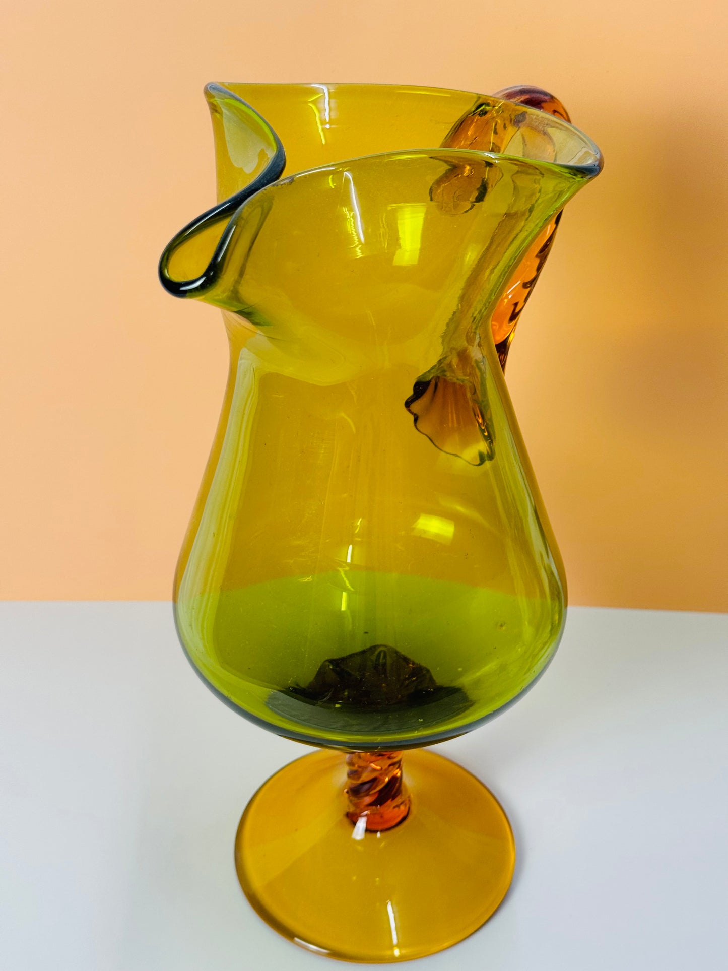 Green And Amber Vintage  Handcrafted Jug