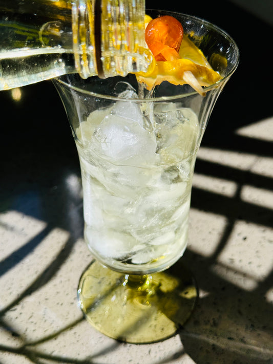 1950's Etched Green Wine /Cocktail Glasses